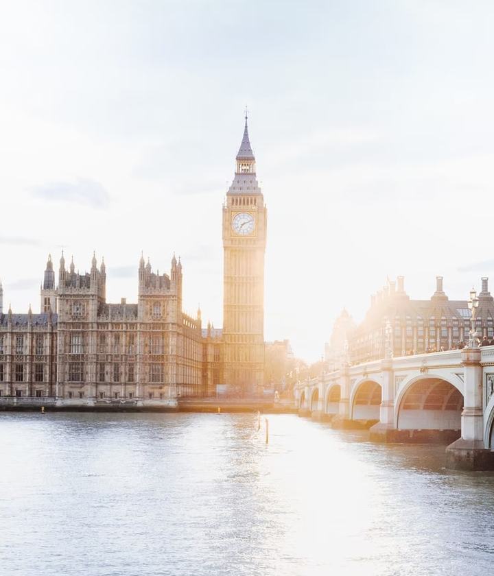 The Houses of Parliament and Big Ben beside the River Thames, London